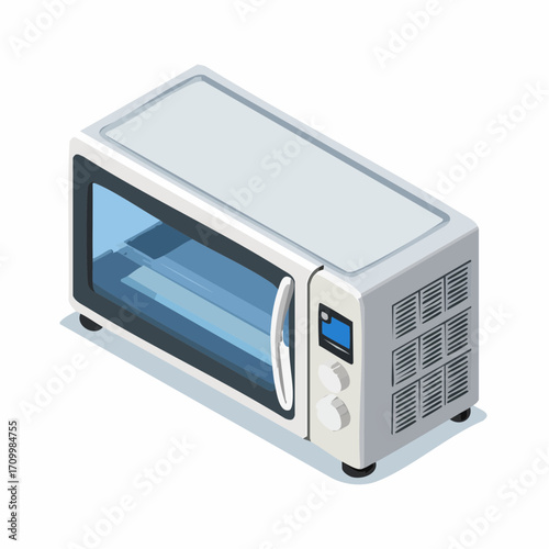 Sleek modern white microwave oven with digital display and glass door for contemporary kitchens