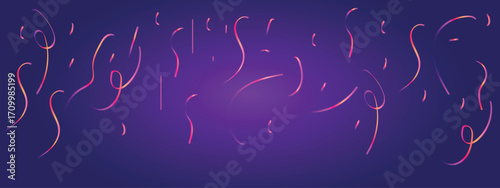Vibrant Neon Confetti Explosion Vector on Gradient Purple Background – Dynamic Celebration, Party, Festive Design Element for Events and Holidays