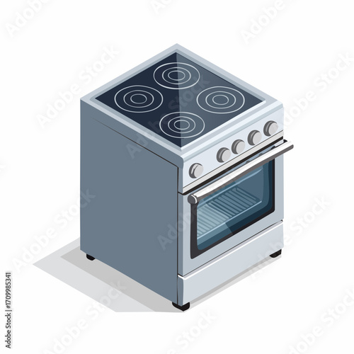Modern kitchen stove with electric burners and oven ready for culinary creations