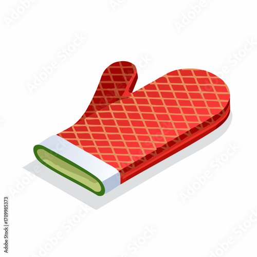 Vibrant red oven mitt with diamond pattern protection for safe kitchen handling