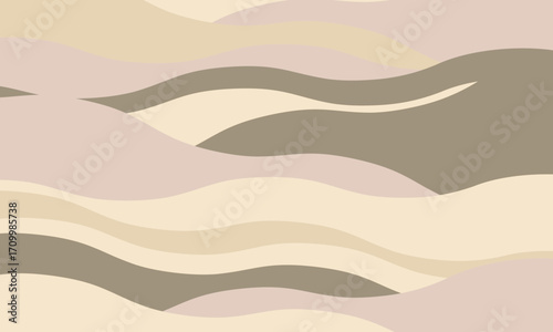 Serene abstract wave pattern in muted earth tones.  Perfect for backgrounds, website designs, or print projects seeking a calm, minimalist aesthetic. Evokes feelings of tranquility and natural beauty.