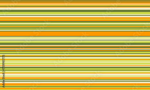 Vibrant horizontal stripes in sunny yellow, bright orange, and muted green create a cheerful, retroinspired pattern.