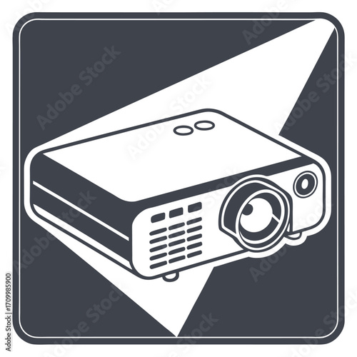 Compact electronic technology with a black digital camera, lens, and film recorder is isolated on a white background