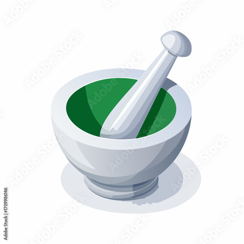 Elegant mortar and pestle grinding herbs for healing and wellness, a symbol of traditional medicine and care