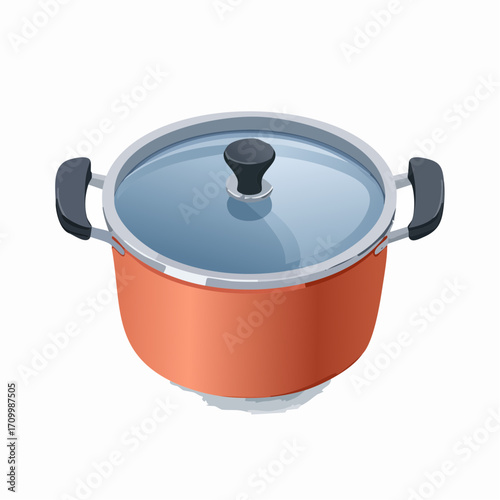 Modern orange cooking pot with clear glass lid, perfect for culinary inspiration and kitchen visuals.