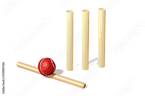 Cricket stumps and ball