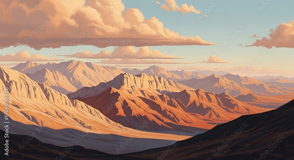 Naklejka premium Mountain Landscape Sunset View.