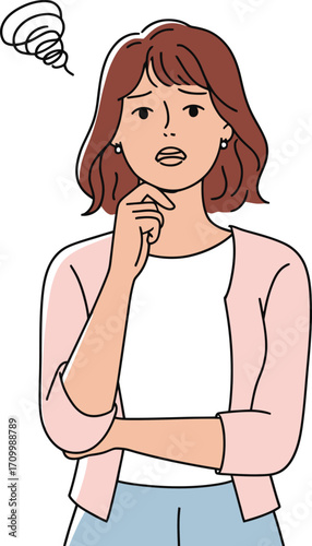 Pensive woman contemplating a difficult decision, seeking clarity and solutions for life's challenges
