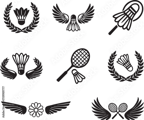 Set of badminton isolated on white
