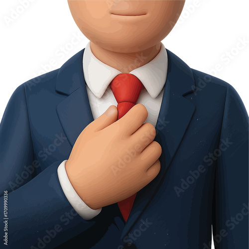 Businessman adjusting tie isolated on white