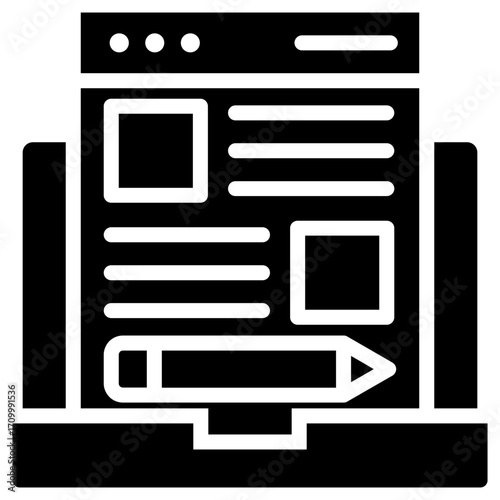 Blogging icon for content marketing, business, website, application, printing, document, poster design, etc