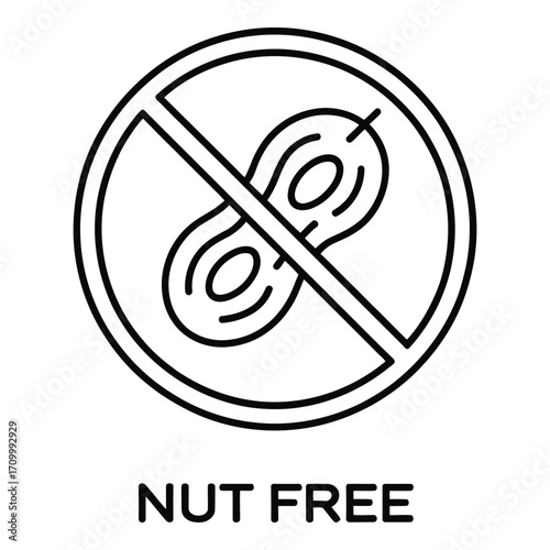 Nut free sign allergen information for food packaging allergy warning label symbol safety concern vector icon 96 silhouette
