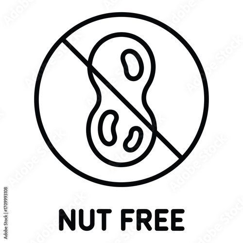 Nut free symbol representing food allergy and dietary restrictions for health and safety reasons silhouette