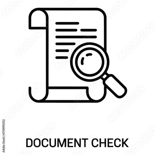Document review with magnifying glass for detailed analysis and careful examination process on paper silhouette