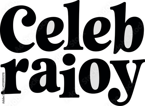 Bold typography spells out celebration and joy in a modern, graphic design