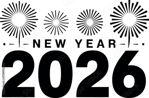 Celebrate the arrival of the new year with festive fireworks and the prominent year 2026.
