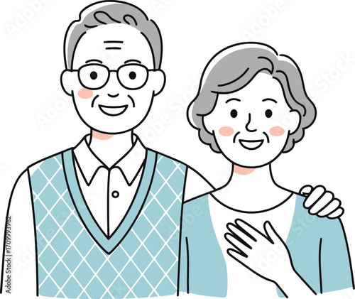 Joyful elderly couple embracing with warmth and affection, capturing timeless love and companionship