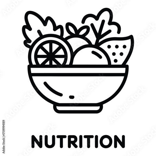 Healthy food bowl illustration vector graphic design for nutrition and diet concept icon 96 silhouette