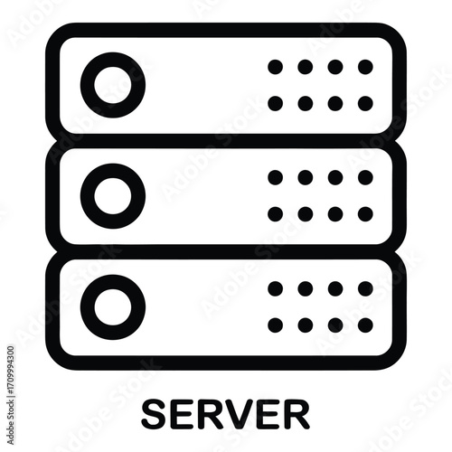 Server data storage system for networks and computing infrastructure in data centers and cloud hosting silhouette