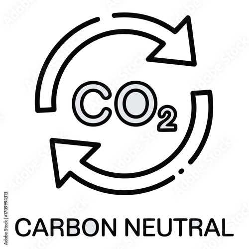 Carbon dioxide cycle for carbon neutral process with arrows showing circulation of co2 emissions silhouette
