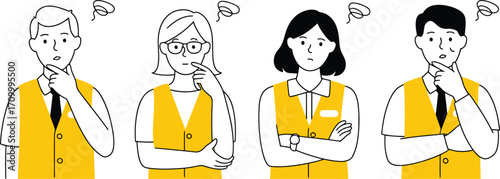 Diverse team members ponder challenges, seeking solutions with thoughtful expressions in a modern setting