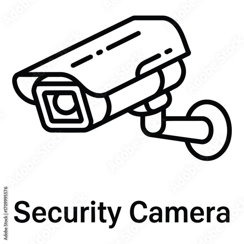 Security camera outline icon vector illustration surveillance system protection and monitoring device 96 silhouette