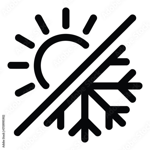 Sun and snowflake icon representing temperature control or weather conditions symbol design icon silhouette