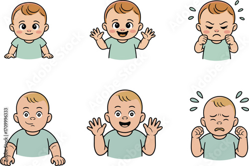 Adorable baby expresses a range of playful emotions and reactions, perfect for engaging content.