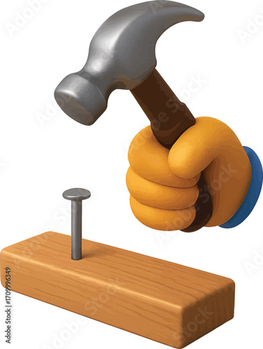 close up of Hand hammering a nail