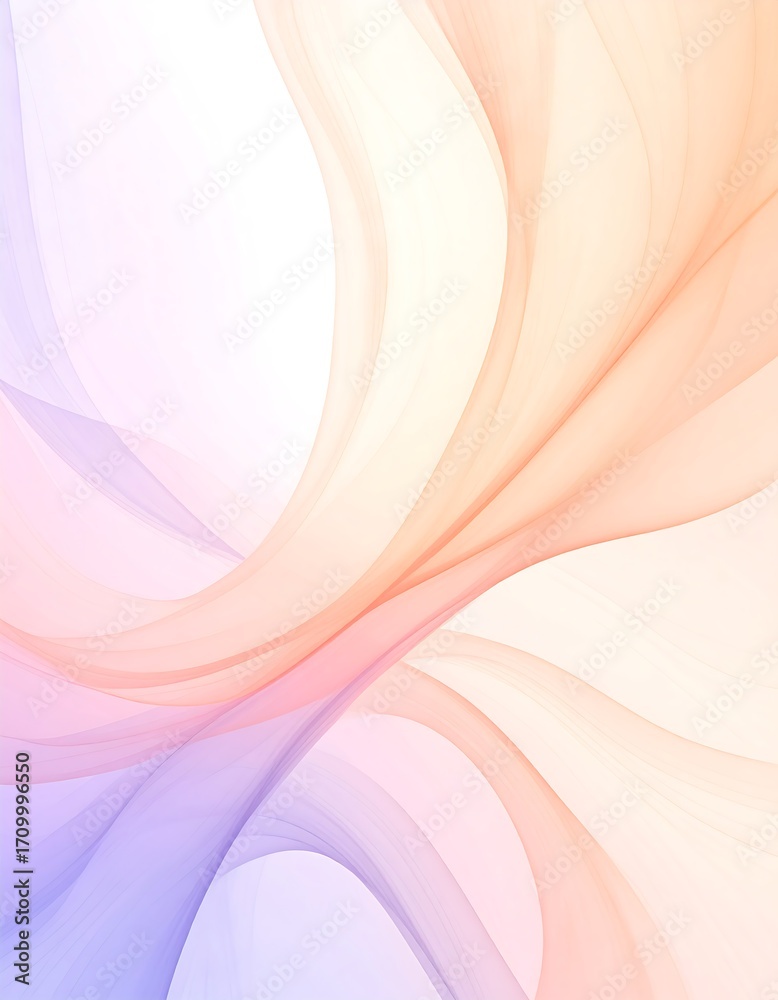 Abstract swirled pastel ribbons on white background