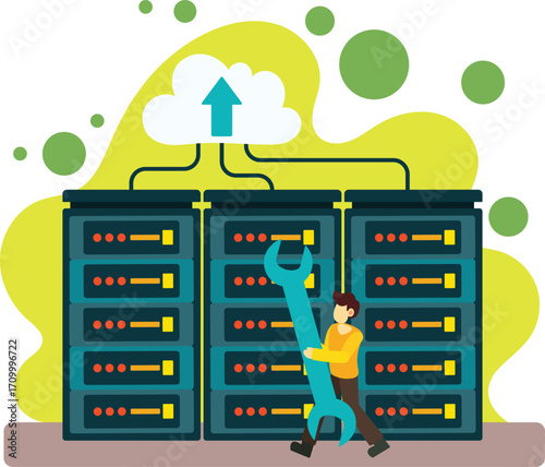 Cloud server maintenance illustration. Server maintenance Illustration