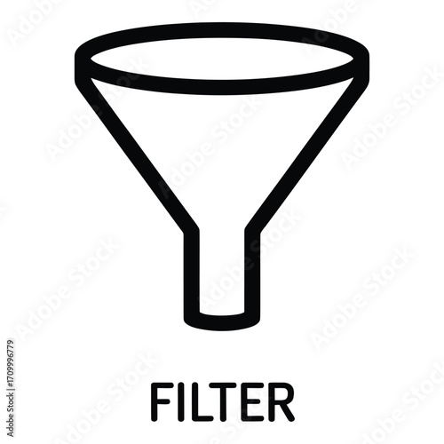 A simple black and white outline of a funnel used for filtration and separation processes icon design silhouette