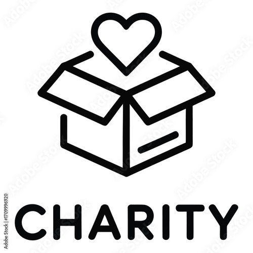Charity donation box with heart symbol for giving and support in community service and volunteering work silhouette