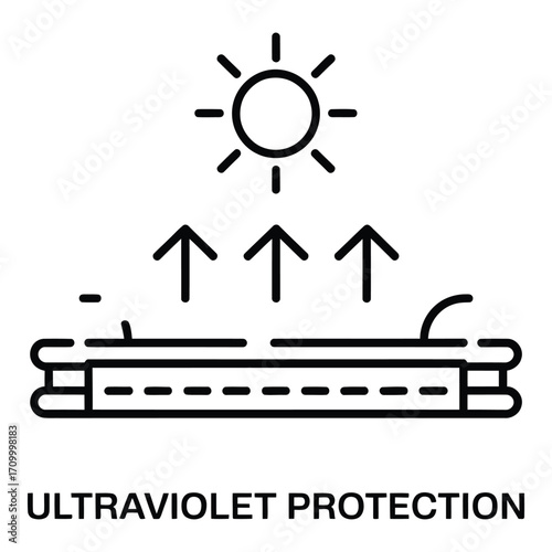 Ultraviolet protection icon design showing sun rays and arrows indicating protection layer effectivness silhouette