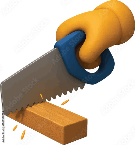 close up of  Hand Sawing Wood Bar
