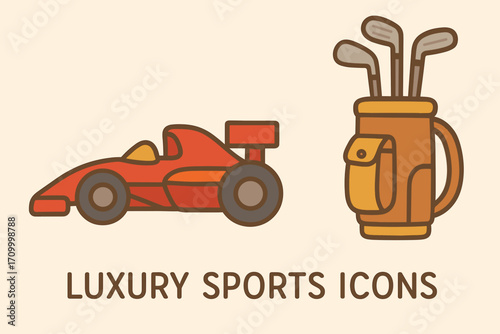 Luxury Sports Icons – Premium Vector Set of Elegant Athletics, High-End Gear & Exclusive Sport Symbols