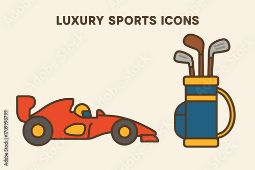 Luxury Sports Icons – Premium Vector Set of Elegant Athletics, High-End Gear & Exclusive Sport Symbols