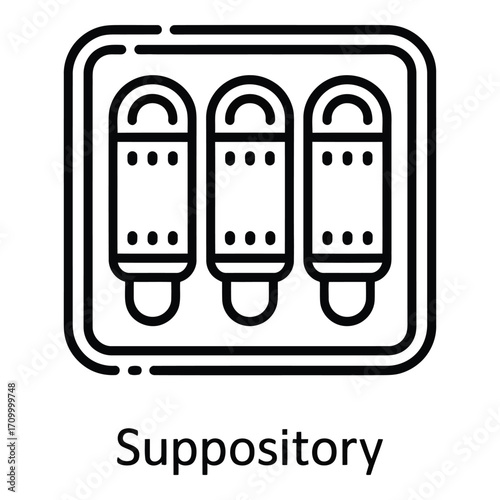 Suppository medication in package for rectal or vaginal administration of medicine and drugs use case silhouette