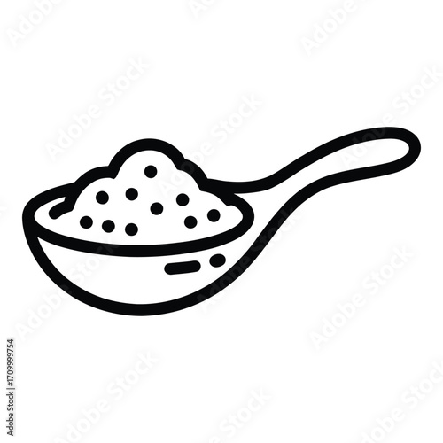 Spoonful of powder isolated on white background for culinary or cosmetic use icon art silhouette