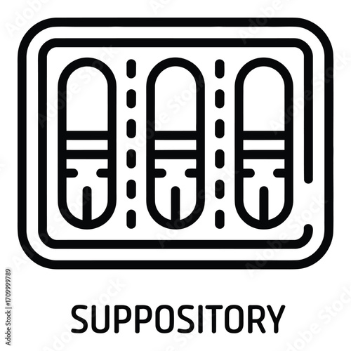 Suppository medication in blister pack for rectal or vaginal administration and treatment of ailments silhouette