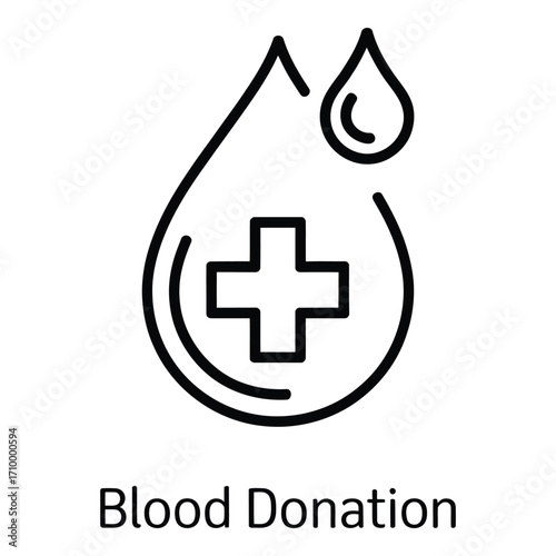 Blood donation symbol with a cross inside a drop representing healthcare and medical assistance need silhouette