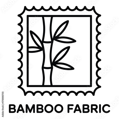 Bamboo fabric icon with scalloped border representing eco friendly and sustainable material usage design silhouette