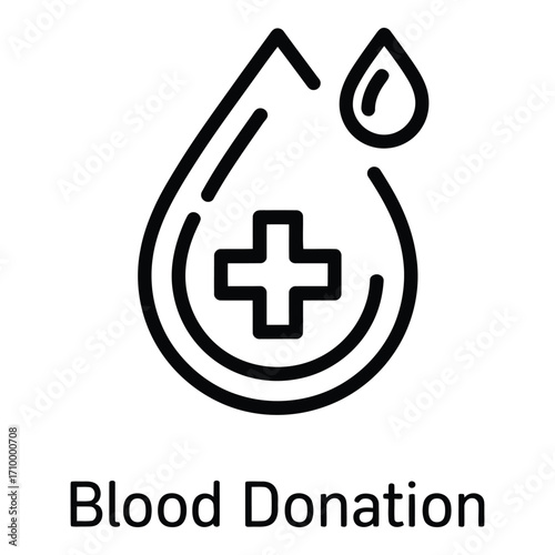 Blood drop with cross symbol representing medical care and donation for health and wellness icon art silhouette