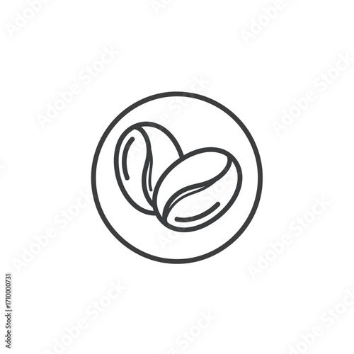 Illustration of two coffee beans inside a circle, representing coffee culture and coffee bean usage