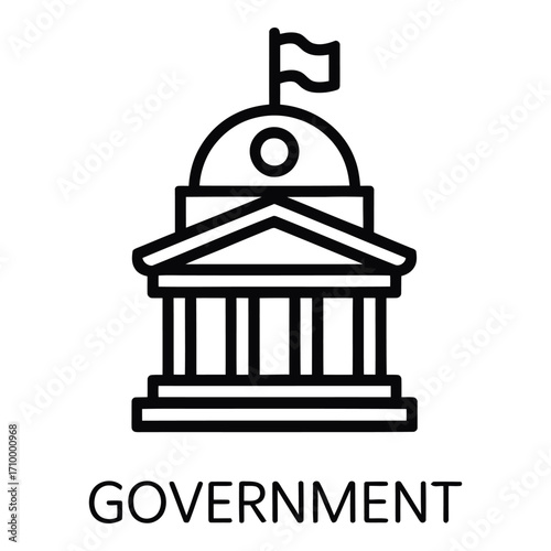 Government building icon representing state power and authority administration and governance matters silhouette