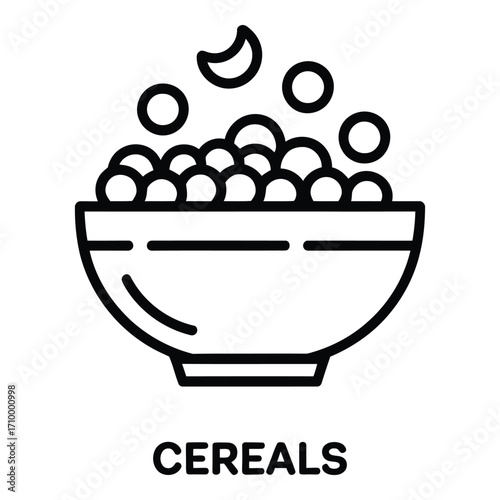 Cereal bowl with milk and moon icon vector illustration breakfast food healthy diet morning meal 96 silhouette