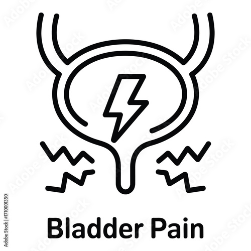 Bladder pain and discomfort illustration showing urinary system inflammation and infection issues silhouette