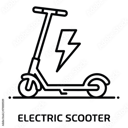Electric scooter charging icon representing modern transportation and eco friendly mobility option for city commute silhouette