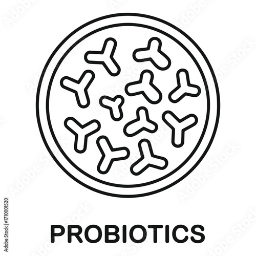 Probiotics in petri dish illustration for gut health and digestive system support and wellness concept silhouette