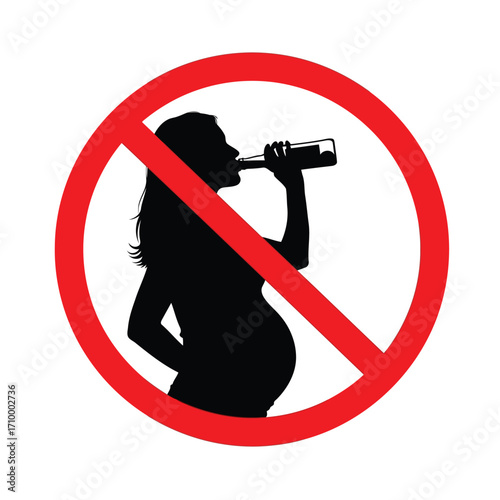 Vector art of no alcohol during pregnancy symbol, warning against the dangers of drinking while expecting a child